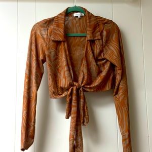 Emory Park, long sleeve, sheer, brown/orange